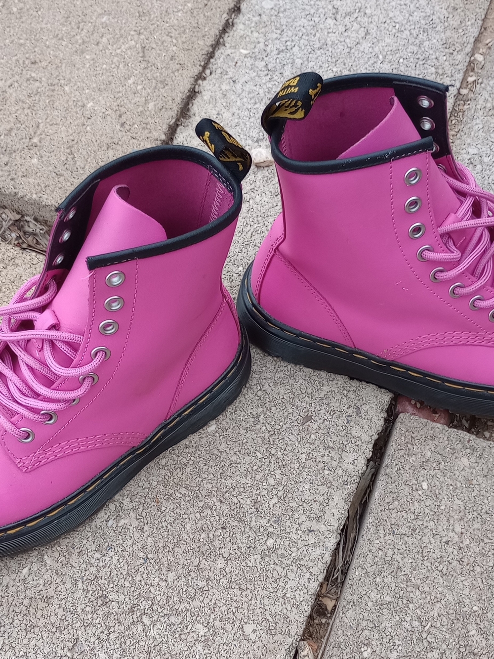 Dr. Martens Pink Lace-Up Combat Boots